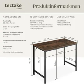 Tectake Schreibtisch Jenkins Rostfarben