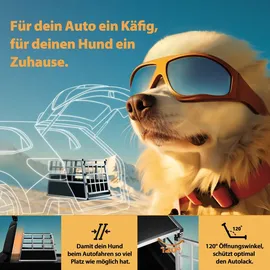 Cadoca® Hundetransportbox Aluminium Hundebox Kofferraum robust verschließbar trapezförmig L Alu 90x66x72cm