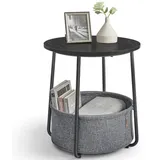 VASAGLE Beistelltisch mit Korb aus Stoff ebenholzschwarz-schiefergrau