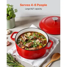 Vevor Dutch Oven 5,68 l Gusseisen rot