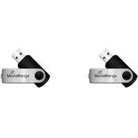 MediaRange USB 2.0 Speicherstick 4GB - Mini USB Flash-Laufwerk mit sicherem Drehkappengehäuse, Externe Speichererweiterung mit Lesegeschwindigkeit von bis zu 17 MB/s, Farbe Schwarz (Packung mit 2)