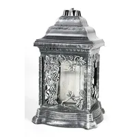 Buri Grablaterne mit Öllicht 26cm Silber Grabschmuck Grabkerzen Grablicht