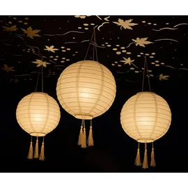 Lumi Jardin 3er-Set Solar-Lampions ∅30cm beige