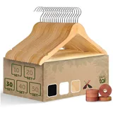 Blumtal Kleiderbügel Holz 30er Set - Holzbügel mit 360° drehbarem Metallhaken - Bügel aus robustem Holz mit Zedernholz Mottenschutz - Aufhänger mit Anti-Rutsch-Schicht & Einkerbungen - Hangers