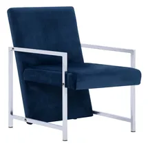 vidaXL Sessel mit verchromten Füßen Blau Samt
