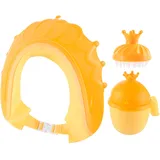 Relaxdays Haarwaschbecher Set mit Haube & Bürste, gelb-orange