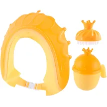 Relaxdays Haarwaschbecher Set mit Haube & Bürste, gelb-orange