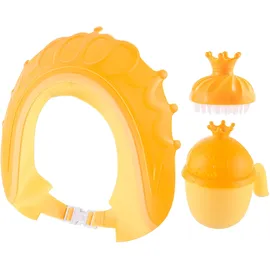 Relaxdays Haarwaschbecher Set mit Haube & Bürste, gelb-orange