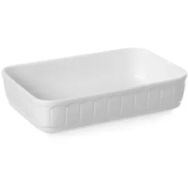 HENDI Ofenform Rustica, Rechteckig, Hohe Schlag- und Verschleißfestigkeit, geeignet für Ofen, Mikrowelle, Geschirrspüler, 280x185x(H)65mm, Weiß Porzellan