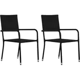 vidaXL Garten-Essstühle 2 Stk. Stapelbar Schwarz Poly Rattan