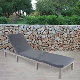 Mendler Poly-Rattan Sonnenliege HWC-A51, Relaxliege Gartenliege Liege Basic grau, Kissen dunkelgrau