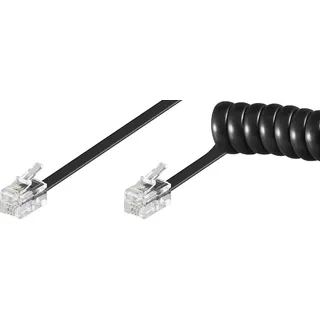 goobay Spiralkabel RJ10 4P4C schwarz 7m