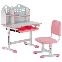 VEVOR Schreibtisch Kinder Kinderschreibtisch Bücherregal Höhenverstellbar Rosa