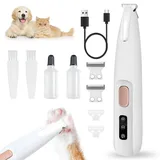 Pfotentrimmer für hunde,Profi Tierhaarschneidemaschine,Leise Hundeschermaschine,Hundepfoten Trimmer,Haustierhaarschneider,Pro Hundetrimmer mit Led-Licht,USB Wiederaufladbar Schermaschine Hund