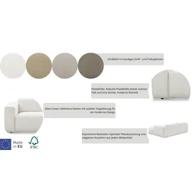 Andas Ecksofa ANDAS "Noord mit Kedernaht, Breite 227 cm, L-Form", braun, B:227cm H:71cm T:161cm, 100% Polyester, Sofas, Ecksofa, Cord, Struktur, Webstoff, mit Wellenunterfederung, Massivholzrahmen