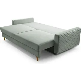 moeblo Schlafsofa Velours 2-Sitzer Grau