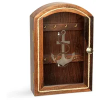 Nklaus Maritim Ankermotiv Schlüsselkasten aus Holz mit Glasfront und