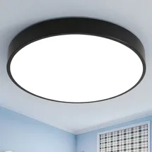 Style Home 48W Deckenleuchte Deckenlampe Ø50x4cm,Warmweiß 3000K,Ultraslim runde Lampe aus Metall, für Wohnzimmer Schlafzimmer Küche Diele Flur (Schwarz)