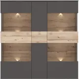 Forte Como grau (grau, eichefarben), B:149,8cm H:152cm T:41,3cm, Holzwerkstoff, Schränke, Vitrine, Breite 152 cm