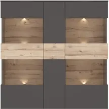 Forte Como grau (grau, eichefarben), B:149,8cm H:152cm T:41,3cm, Holzwerkstoff, Schränke, Vitrine, Breite 152 cm