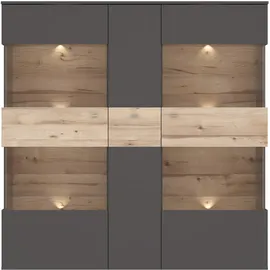 Forte Como grau (grau, eichefarben), B:149,8cm H:152cm T:41,3cm, Holzwerkstoff, Schränke, Vitrine, Breite 152 cm