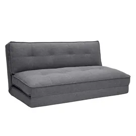 miliboo Zweisitzer-Schlafsessel aus grauem Stoff 140 x 90 x 80 cm Grau mit Kissen