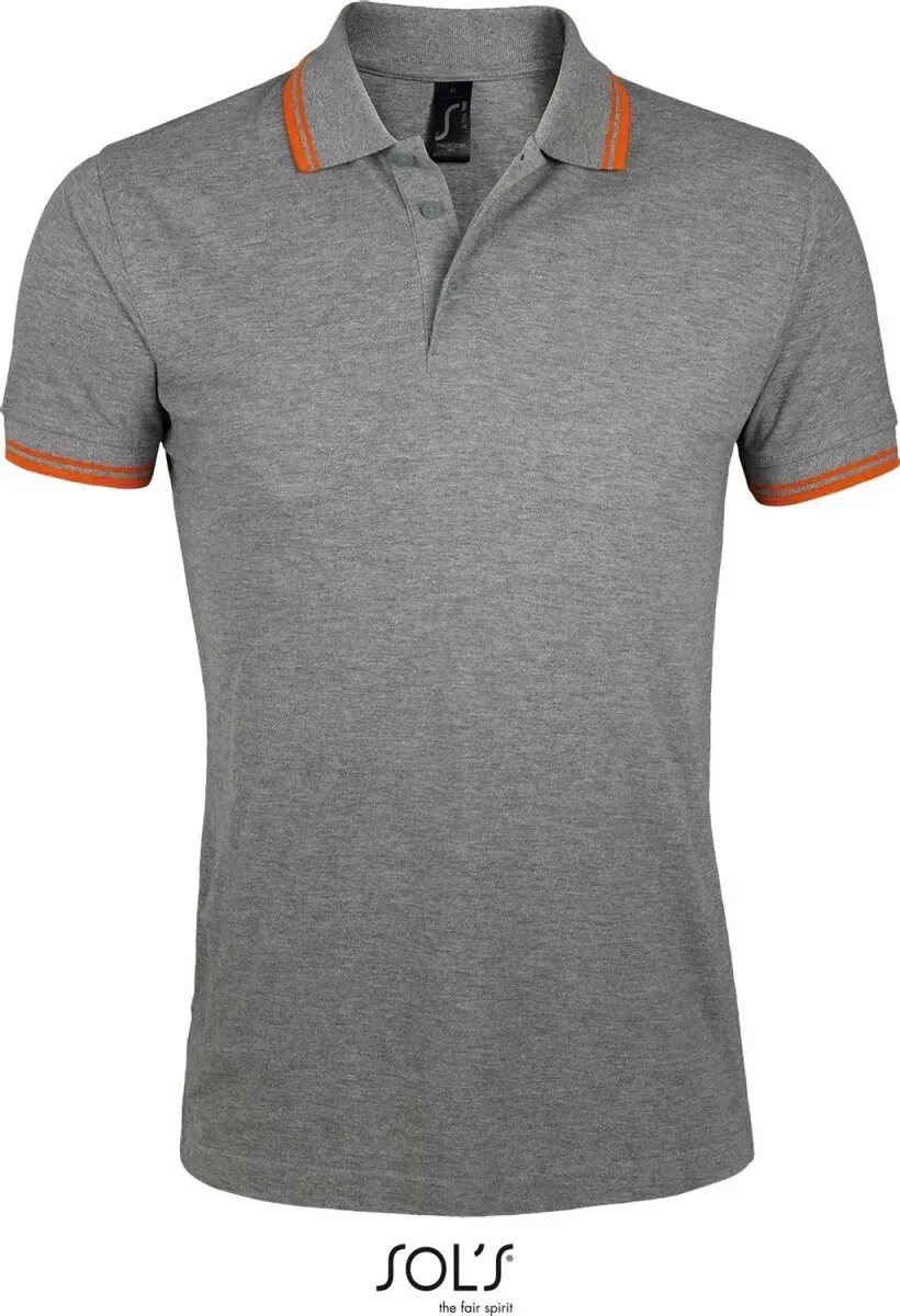 SOLS Herren Piqué Polo 00577 grey melange/orange 3XL