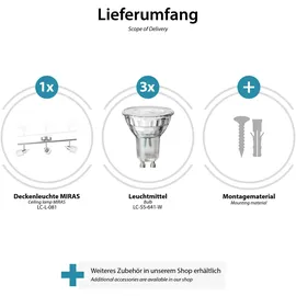 ledscom.de MIRAS 3-flg. weiß Stahl