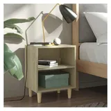 vidaXL Nachtschrank mit Massivholz-Beinen 40 x 30 x 50 cm Braun