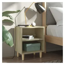 vidaXL Nachtschrank mit Massivholz-Beinen 40 x 30 x 50 cm Braun