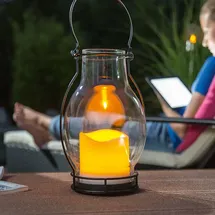 esotec Solar-Laterne Deko Dream, Flackerlicht GLAS Solarleuchte für außen, 102081