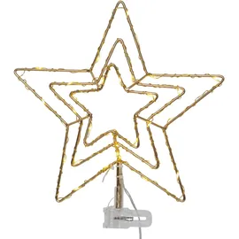 Star Trading LED Dekoobjekt Baumspitze TOPSY 3er Stern gold, 30 LEDs ww, IP44, warmweiß