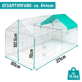 Kerbl Freilaufgehege inkl. Sonnenschutz 220 x 103 x 103 cm verzinkt