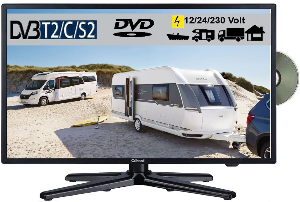 Gelhard GTV2282PVR LED 22 Zoll Wide Screen TV DVD DVB/S/S2/T2/C 12/24/230 Volt