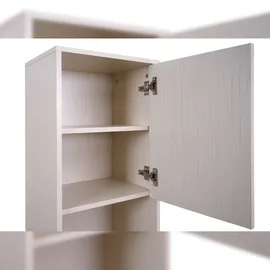 Mendler Hochschrank HWC-O42, Badschrank Badregal Badezimmer Schrankfächer Wäschekorb, MDF Melamin 174x39x30cm ~ Holzoptik beige