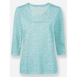 Inspirationen Print-Shirt INSPIRATIONEN "Shirt", Damen, Gr. 36, blau (weiß, ozean, bedruckt), 50% Baumwolle, 50% Modal, bedruckt, gemustert, mehrfarbig, Rundhals, Shirts