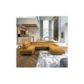 masseno Wohnlandschaft Velours 3-Sitzer Gelb