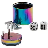 Bestsaller 3009 SUPER SIX Reise-Würfelspiel Aluminum, 36 Spielstäbchen & 2 Würfel, Rainbow Splash, mehrfarbig