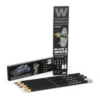 AK Interactive Weathering Pencil Set AK10039 Black and White Colors Shading and Effects set.