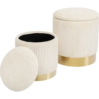 Kare DESIGN Hocker 2er Set Cherry Storage 86512 Stoff Beige