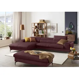W.Schillig Ecksofa "piedroo, Designsofa mit tollem Sitzkomfort, bequem und elegant, L-Form", rot (burgundy z69), B:343cm H:70cm T:193cm, Longlife Xtra-Leder Z69: Das feinnarbige, gedeckte Softleder Z69 besticht durch seine außergewöhnliche Weichheit im trendigen