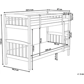 Beliani Hochbett Revin 90 x 200 cm Kiefer hellbraun