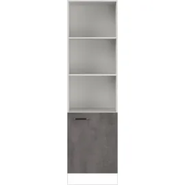 Impuls Küchen Seitenschrank IMPULS KÜCHEN "Prag", Breite/Höhe: 60/205,1 cm", grau (beton, optik schiefer dunkelgrau), B:60cm H:205,1cm T:57,6cm, Dekorfolie, Holzwerkstoff, Schränke, Seitenschrank, vormontiert, mit Drehtür, mit verstellbaren Fachböden