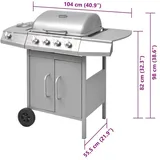 vidaXL Gasgrill 4+1 Brenner silber 41902