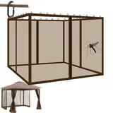 Moskitonetz Pavillon 4 Teile Ersatz Mückenschutz Seitenwände für den Pavillon Pergola Fliegennetz Insektengitter mit Reißverschluss und Haken, 4 Panel-Bildschirmwände (Coffee, 300 x 360 cm)