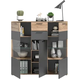 xonox.home Highboard Mason B/H/T 140x134x37 cm) - grau ¦ Maße B: 140 H: 134 T: 37.0