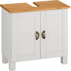 Waschbeckenunterschrank HOME AFFAIRE "Oslo", weiß (weiß, honig), B:60cm H:55cm T:30cm, Massivholz, Schränke, Breite 60 cm