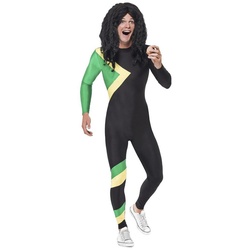 Smiffys Kostüm Jamaikanischer Bobfahrer, Cooler Wintersport für heiße Typen schwarz L