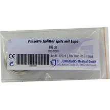 Dr. Junghans Pinzette Splitter spitz mit Lupe 8 cm