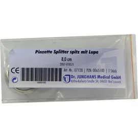 Dr. Junghans Pinzette Splitter spitz mit Lupe 8 cm
